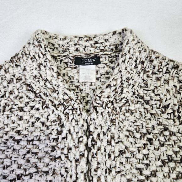 VTG J.Crew Womans Handknit Lambs Wool Cardigan Sweater Marble Brown Fisherman XS - Picture 9 of 16